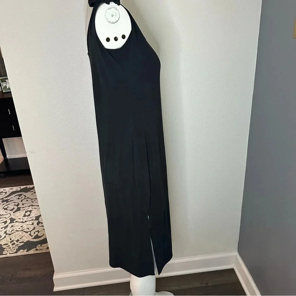 Lulus Black Midi Casual Modal Blend Dress Sleeveless Shoulder Ties Size Small - Picture 3 of 9